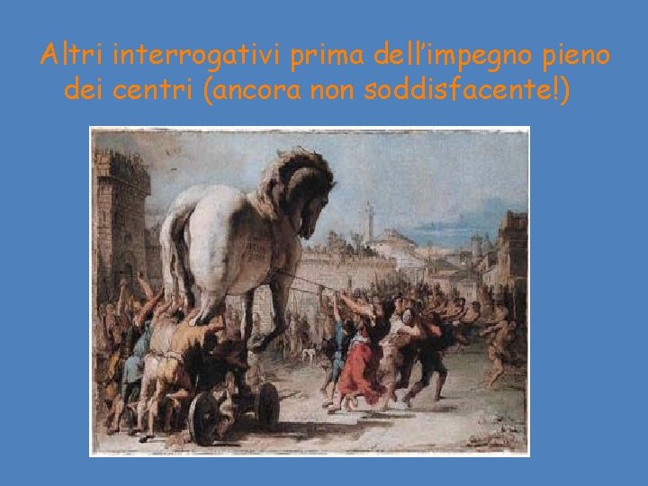 Altri interrogativi prima dell’impegno pieno dei centri (ancora non soddisfacente!) 