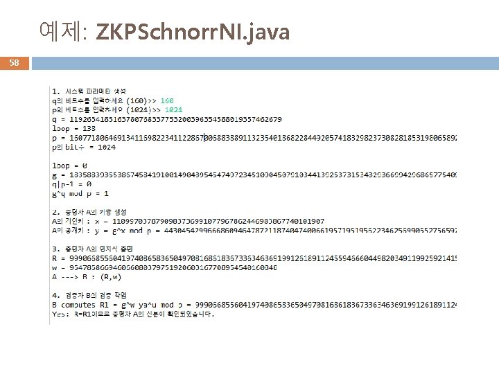 예제: ZKPSchnorr. NI. java 58 