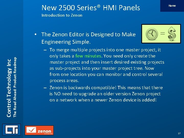 New 2500 Series® HMI Panels Home Introduction to Zenon Control Technology Inc The Road