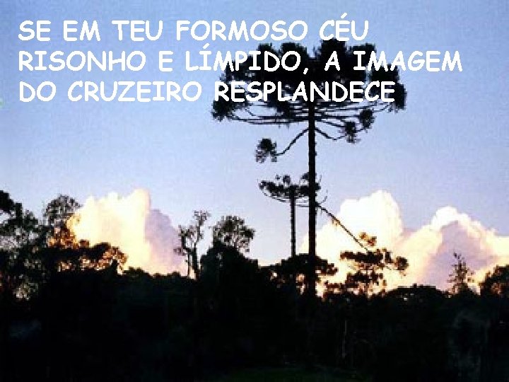 SE EM TEU FORMOSO CÉU RISONHO E LÍMPIDO, A IMAGEM DO CRUZEIRO RESPLANDECE 
