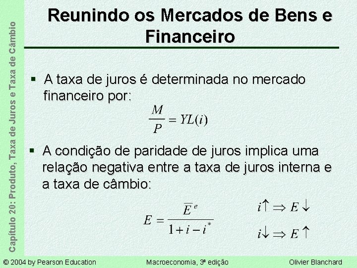 Capítulo 20: Produto, Taxa de Juros e Taxa de Câmbio Reunindo os Mercados de