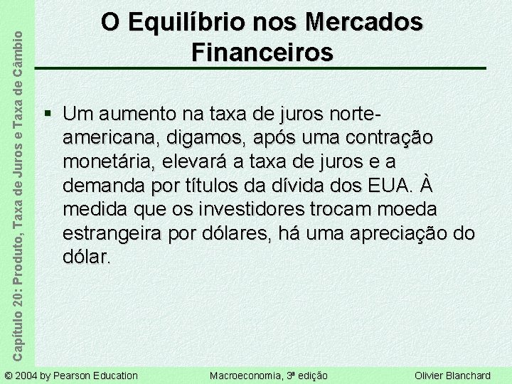 Capítulo 20: Produto, Taxa de Juros e Taxa de Câmbio O Equilíbrio nos Mercados