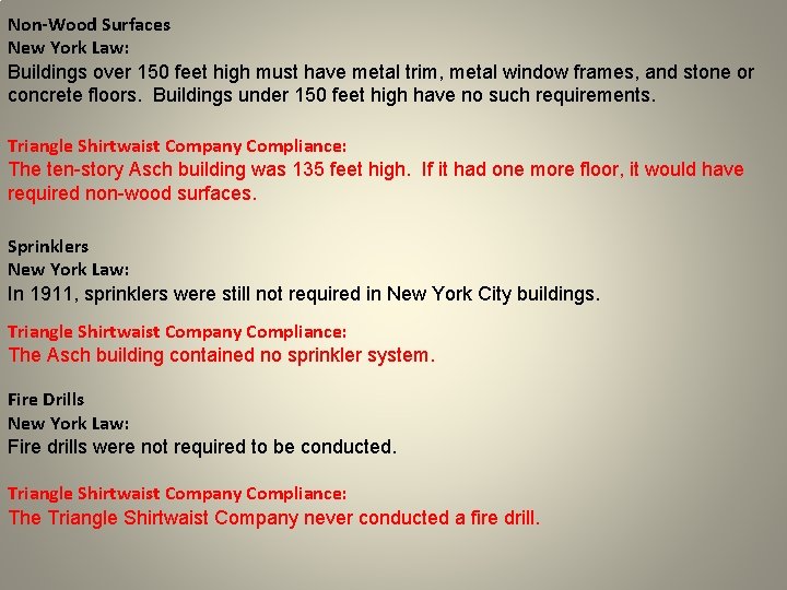Non-Wood Surfaces New York Law: Buildings over 150 feet high must have metal trim,