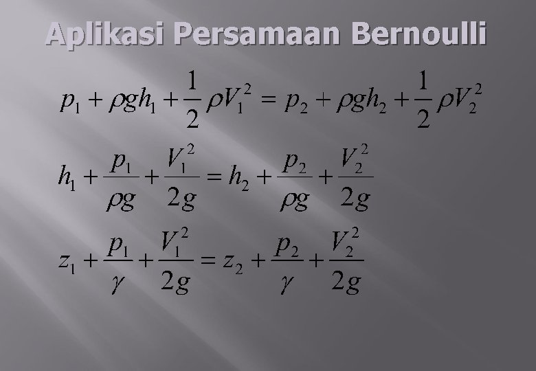 Aplikasi Persamaan Bernoulli 