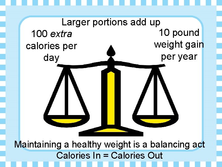 Larger portions add up 10 pound 100 extra weight gain calories per year day
