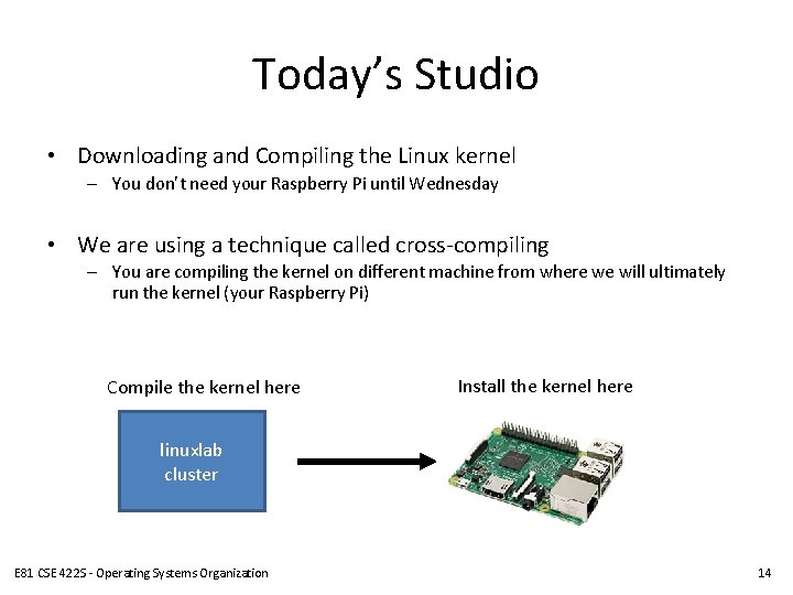 Today’s Studio • Downloading and Compiling the Linux kernel – You don’t need your Today’s Studio • Downloading and Compiling the Linux kernel – You don’t need your