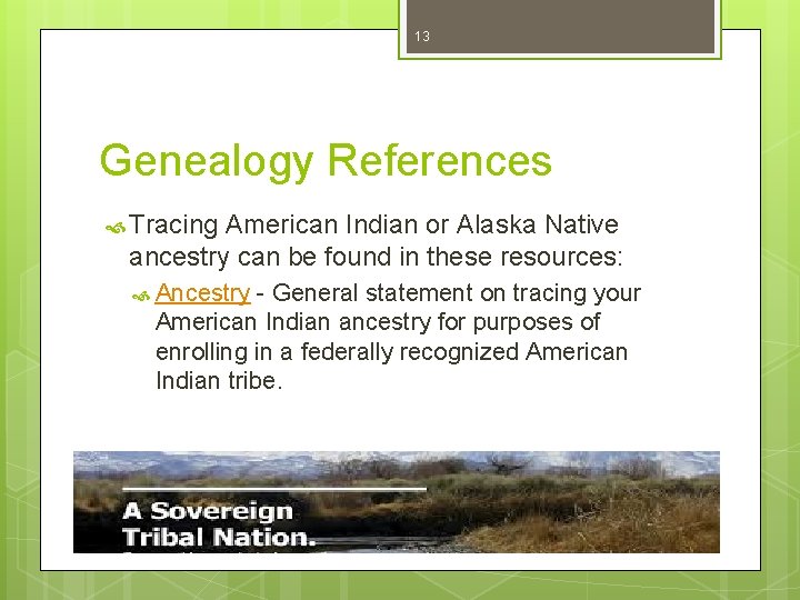 13 Genealogy References Tracing American Indian or Alaska Native ancestry can be found in