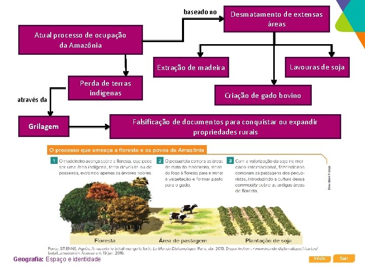 baseado no Desmatamento de extensas áreas Atual processo de ocupação da Amazônia Extração de