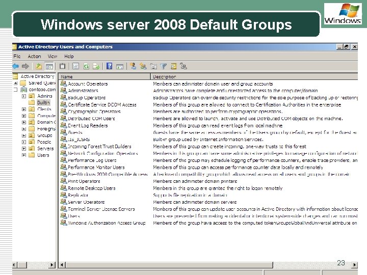 Windows server 2008 Default Groups LOGO 23 