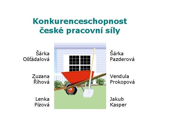 Konkurenceschopnost české pracovní síly Šárka Ošťádalová Šárka Pazderová Zuzana Říhová Vendula Prokopová Lenka Pízová