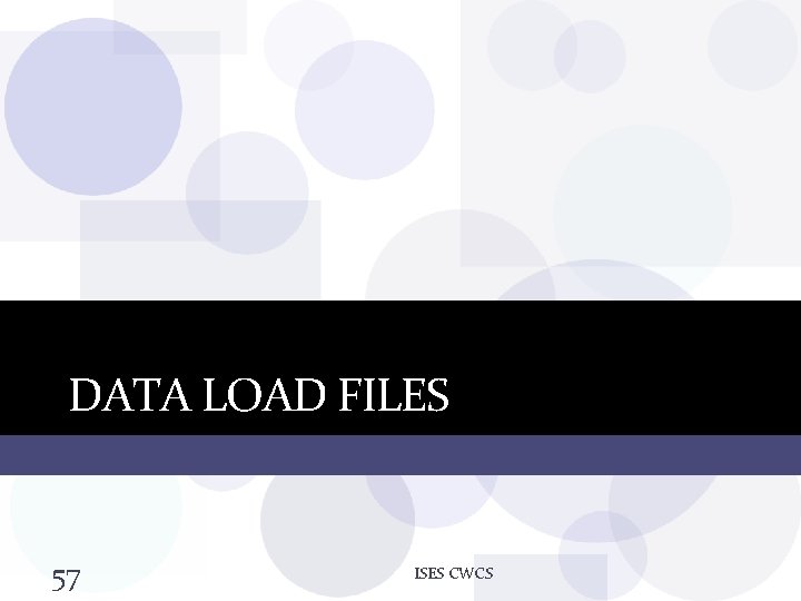DATA LOAD FILES 57 ISES CWCS 