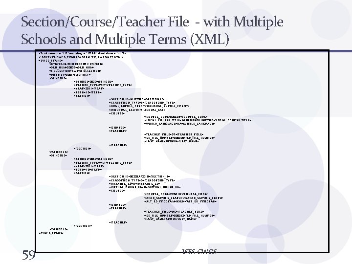 Section/Course/Teacher File - with Multiple Schools and Multiple Terms (XML) <? xml version =