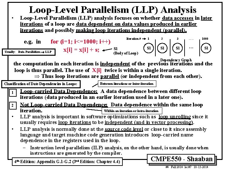 Loop Level Parallelism (LLP) Analysis • Loop Level Parallelism (LLP) analysis focuses on whether