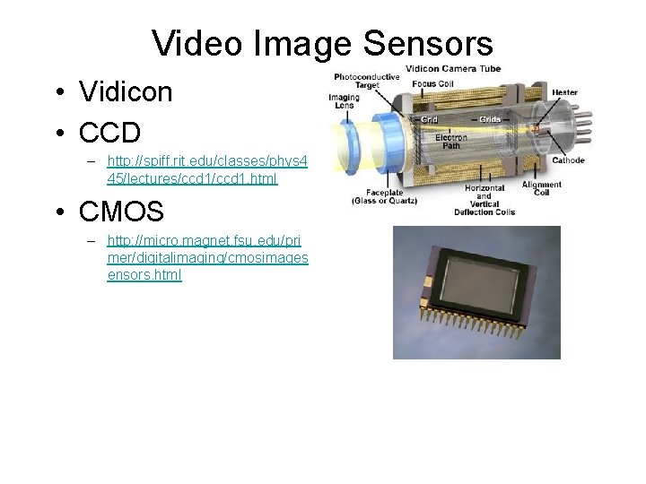 Video Image Sensors • Vidicon • CCD – http: //spiff. rit. edu/classes/phys 4 45/lectures/ccd