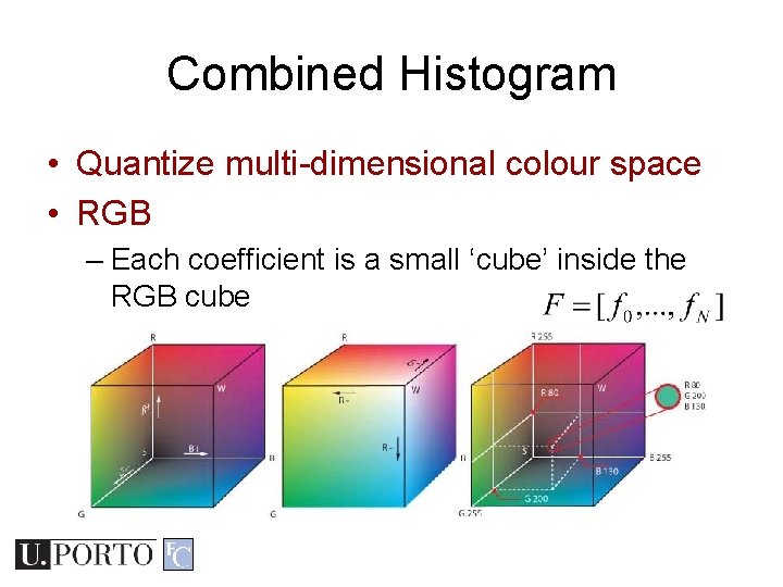 Combined Histogram • Quantize multi-dimensional colour space • RGB – Each coefficient is a Combined Histogram • Quantize multi-dimensional colour space • RGB – Each coefficient is a