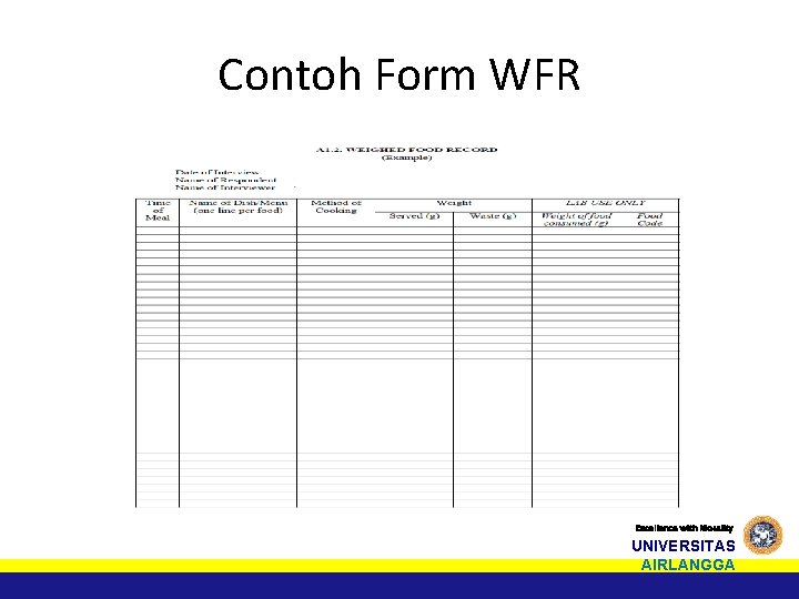 Contoh Form WFR Excellence with Morality UNIVERSITAS AIRLANGGA 