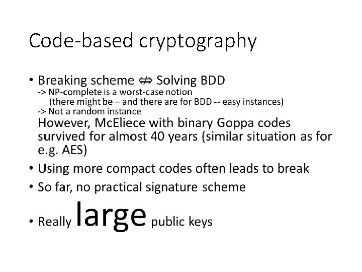 Code-based cryptography • 