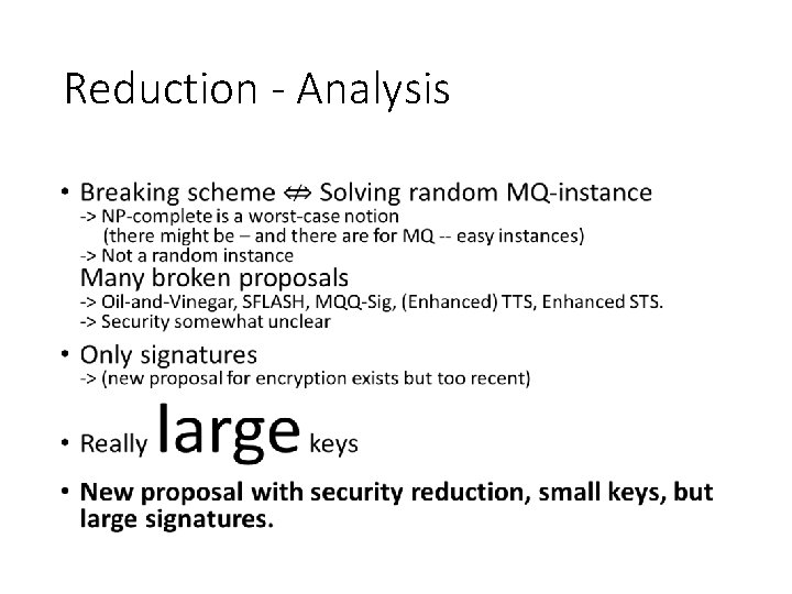 Reduction - Analysis • 