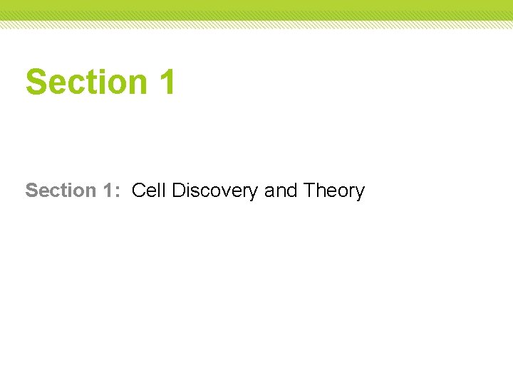 Section 1: Cell Discovery and Theory Section 1: Cell Discovery and Theory