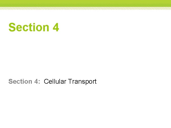 Section 4: Cellular Transport Section 4: Cellular Transport