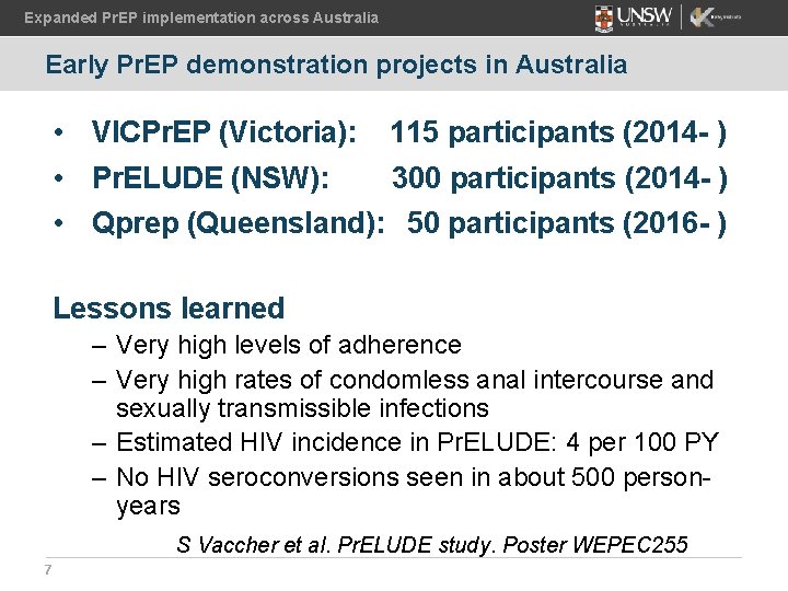 Expanded Pr. EP implementation across Australia Early Pr. EP demonstration projects in Australia •