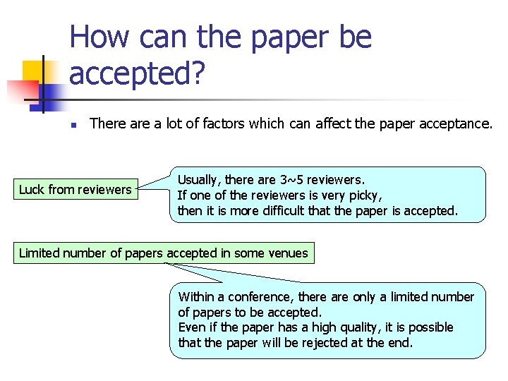 How can the paper be accepted? n There a lot of factors which can