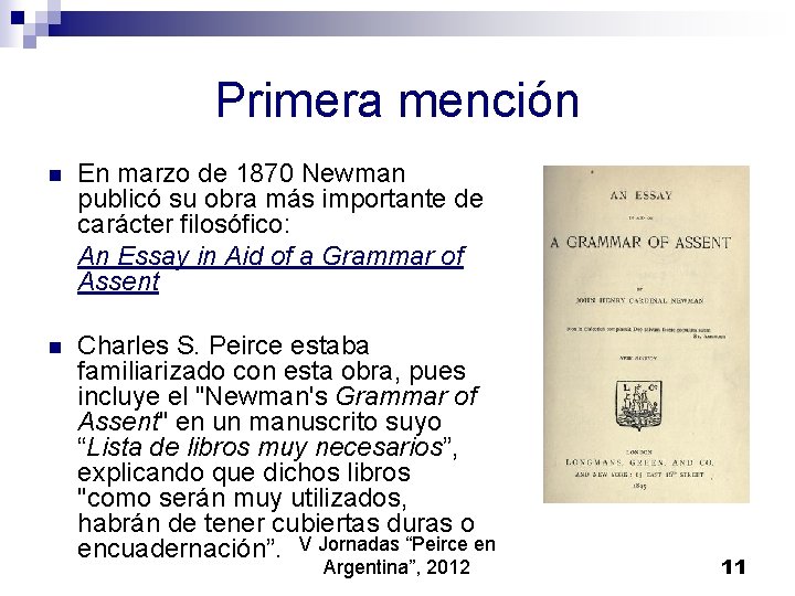 Primera mención n En marzo de 1870 Newman publicó su obra más importante de Primera mención n En marzo de 1870 Newman publicó su obra más importante de