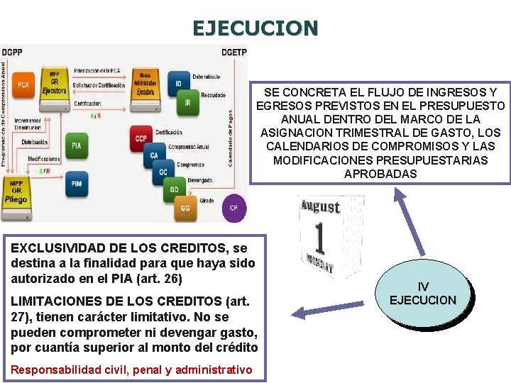 EJECUCION SE CONCRETA EL FLUJO DE INGRESOS Y EGRESOS PREVISTOS EN EL PRESUPUESTO ANUAL