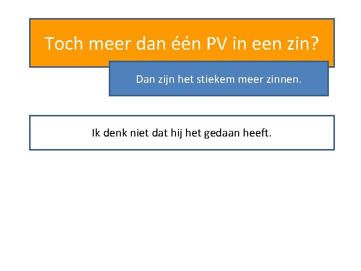 Toch meer dan één PV in een zin? Dan zijn het stiekem meer zinnen.