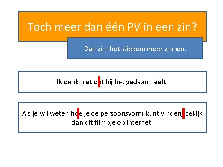 Toch meer dan één PV in een zin? Dan zijn het stiekem meer zinnen.