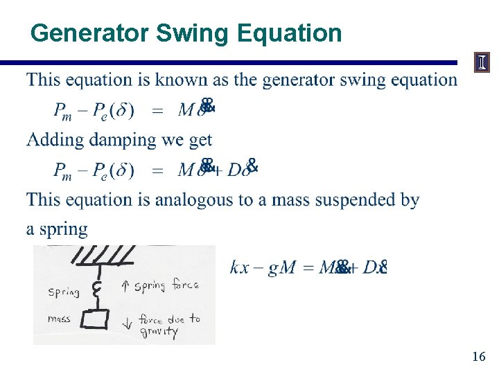 Generator Swing Equation 16 