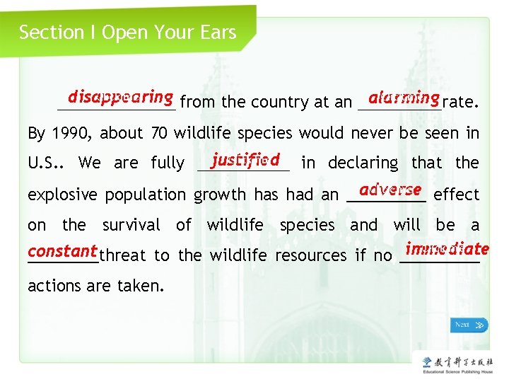 Section I Open Your Ears Click me disappearing alarming _______ from the country at