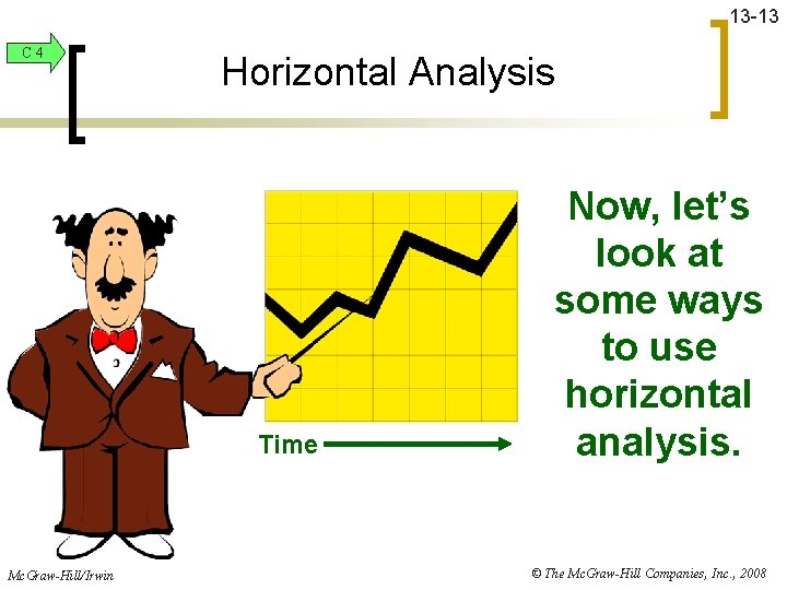 13 -13 C 4 Horizontal Analysis Time Mc. Graw-Hill/Irwin Now, let’s look at some