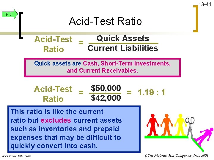 13 -41 P 3 Acid-Test Ratio Quick Assets Acid-Test = Current Liabilities Ratio Quick