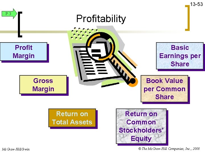 13 -53 P 3 Profitability Basic Earnings per Share Profit Margin Gross Margin Return