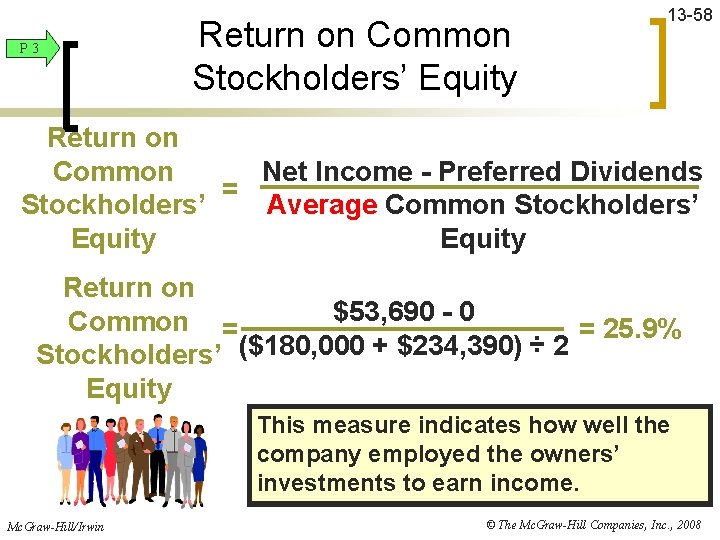P 3 Return on Common Stockholders’ Equity 13 -58 Return on Common Net Income