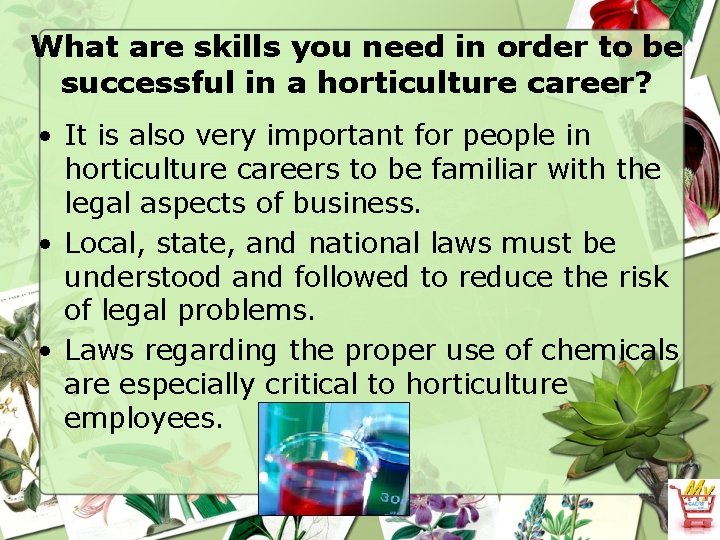 What are skills you need in order to be successful in a horticulture career?