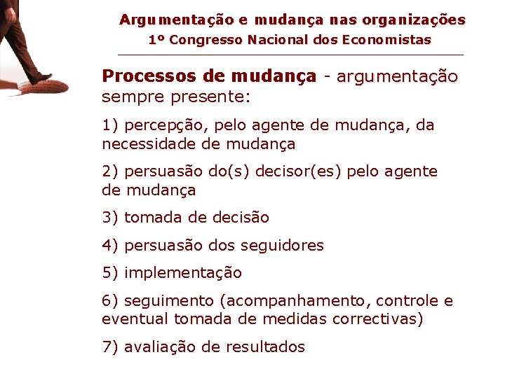 a mudança nunca acontece «porque sim» Argumentação e mudança nas organizações 1º Congresso Nacional