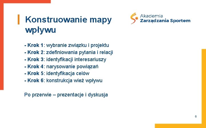 Konstruowanie mapy wpływu - Krok 1: wybranie związku i projektu - Krok 2: zdefiniowania