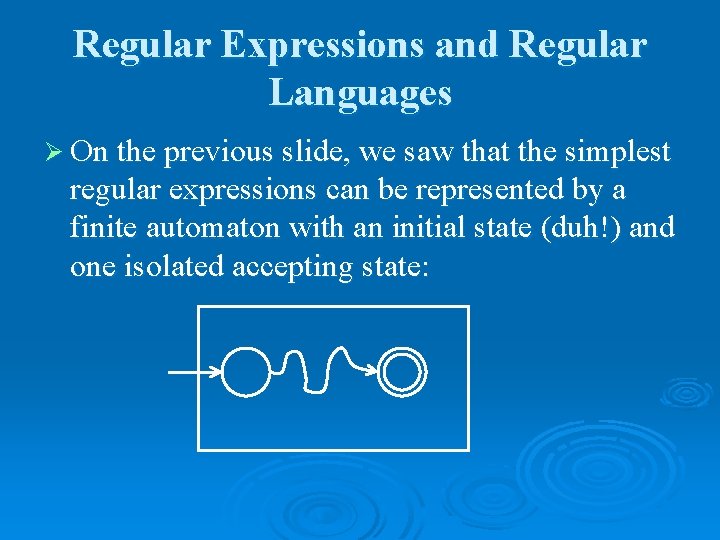 Regular Expressions and Regular Languages Ø On the previous slide, we saw that the
