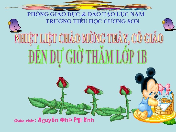 PHÒNG GIÁO DỤC & ĐÀO TẠO LỤC NAM TRƯỜNG TIỂU HỌC CƯƠNG SƠN Giaùo