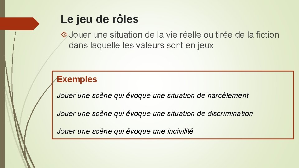 Le jeu de rôles Jouer une situation de la vie réelle ou tirée de