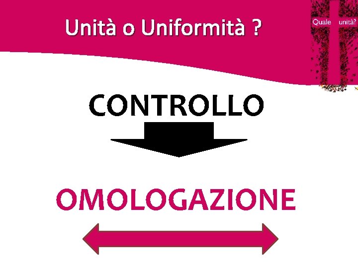 Unità o Uniformità ? CONTROLLO OMOLOGAZIONE 