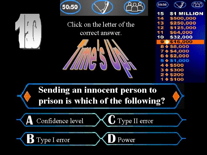 Click on the letter of the correct answer. Sending an innocent person to prison