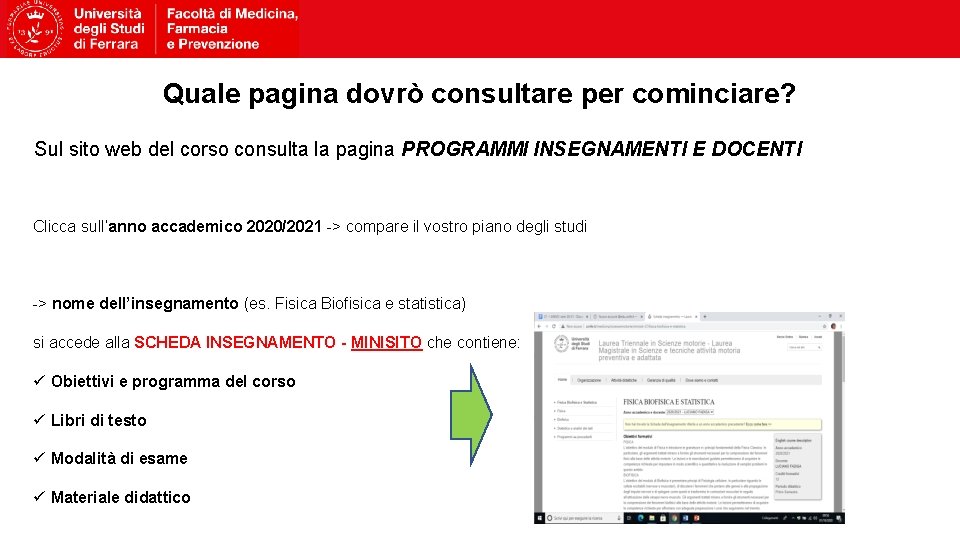 Quale pagina dovrò consultare per cominciare? Sul sito web del corso consulta la pagina