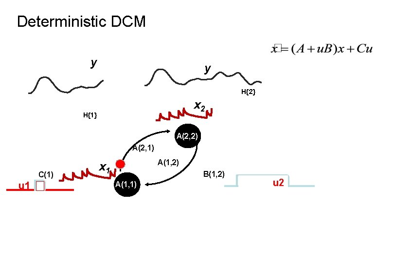 Deterministic DCM y y H{2} x 2 H{1} A(2, 2) A(2, 1) C(1) u