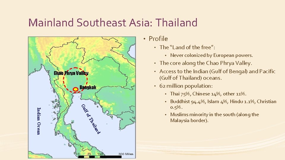 Mainland Southeast Asia: Thailand • Profile • The “Land of the free”: • Never