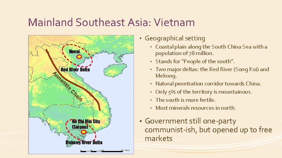 Mainland Southeast Asia: Vietnam • Geographical setting • Hanoi • Red River Delta •