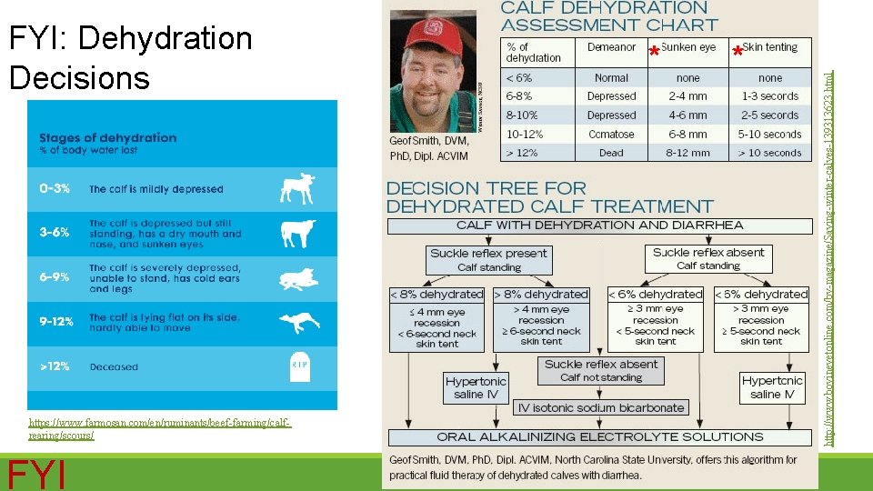https: //www. farmosan. com/en/ruminants/beef-farming/calfrearing/scours/ FYI * * http: //www. bovinevetonline. com/bv-magazine/Saving-winter-calves-139313623. html FYI: Dehydration