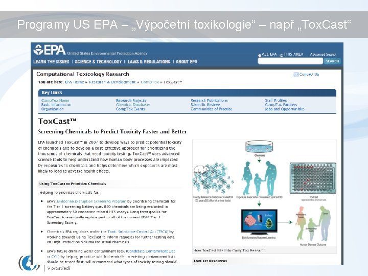 Programy US EPA – „Výpočetní toxikologie“ – např „Tox. Cast“ 